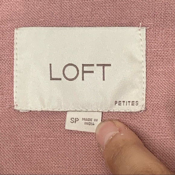 Loft Blush Pink Linen Blend Button Front Jacket Pockets Petites Size Small SP - Picture 3 of 9